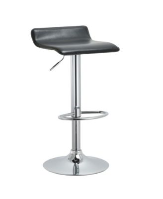 Contoured Hydraulic Lift Chrome Base Bar Stool with Footrest, Set of 2