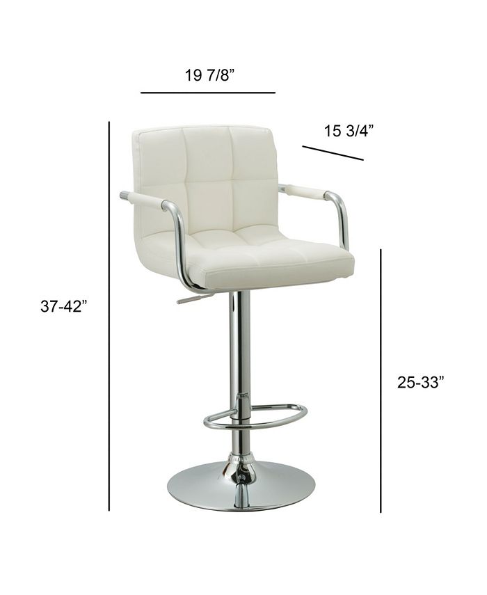 Ac Pacific Contemporary Adjustable Swivel Arm Bar Stool with Cushion