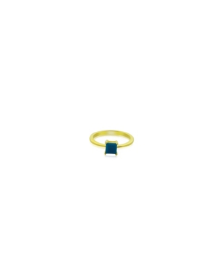 image of Square Turquoise (1 ct. t.w.) Stack Ring Set in Gold Plated Sterling Silver