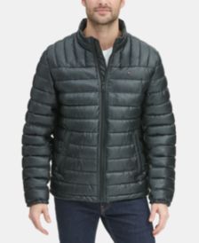 Men's Quilted Faux Leather Puffer Jacket