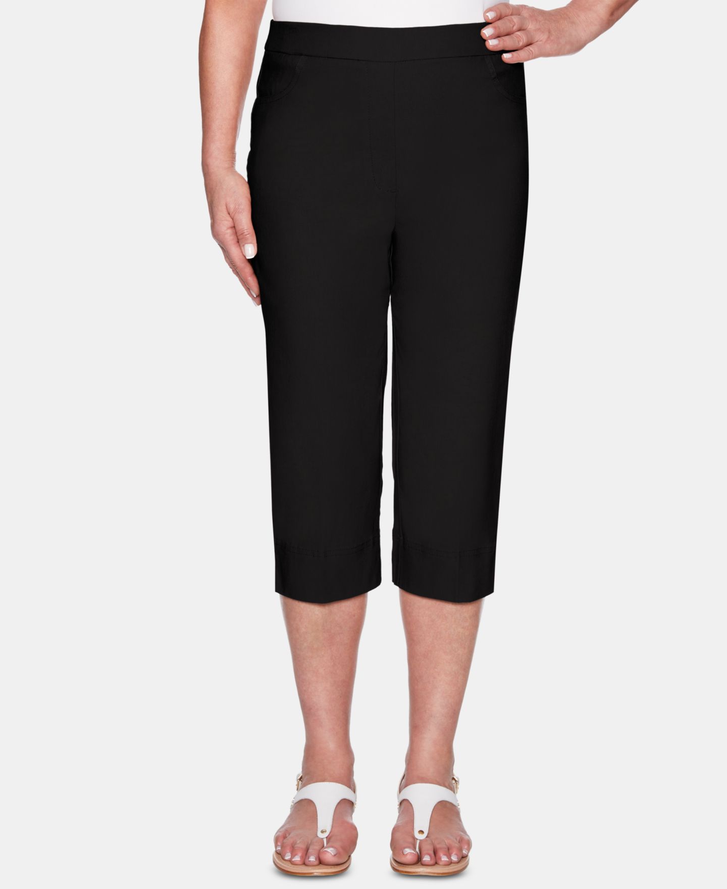 Женские брюки Alfred Dunner Classic Allure Stretch Clamdigger, цвет: Чёрный — фото 1