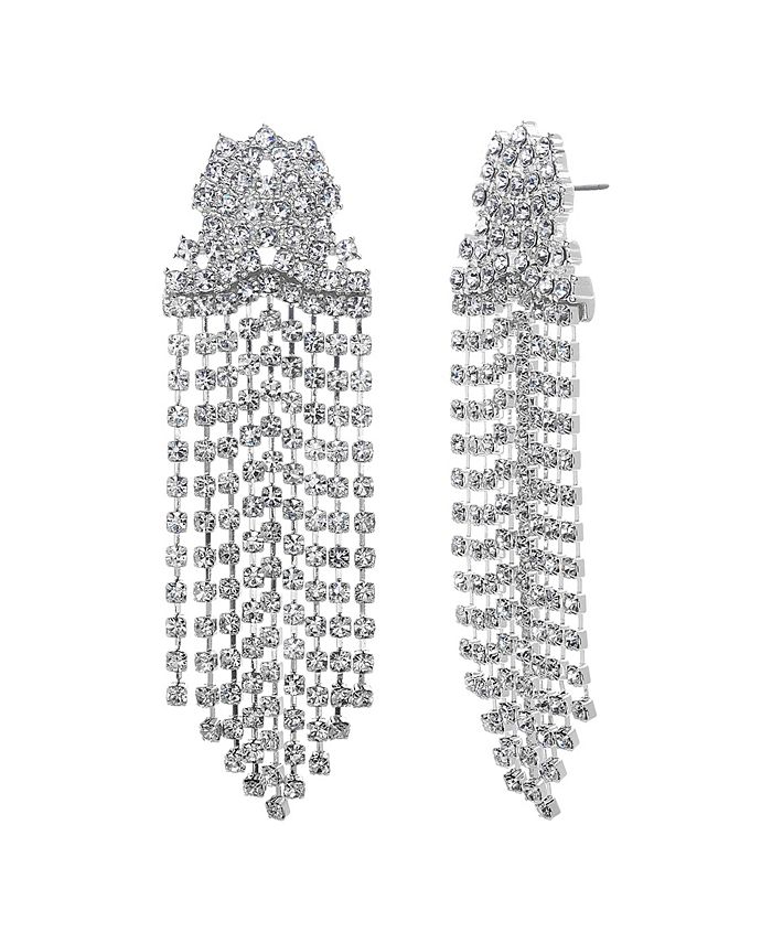 Steve Madden Women's Fringe Chain Silver-Tone Earrings - Macy's