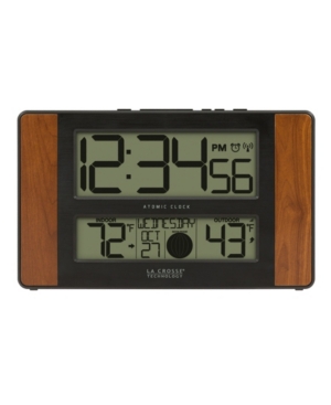 La Crosse Technology Atomic Digital Clock With Temperature And Moon Phase In Red