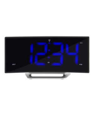 La Crosse Technology 1.8" Curved Blue Led Atomic Dual Alarm Clock In Black