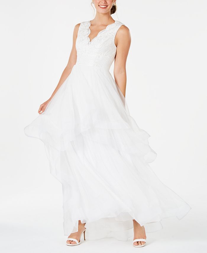 Adrianna Papell Soutache Tiered Tulle Gown - Macy's