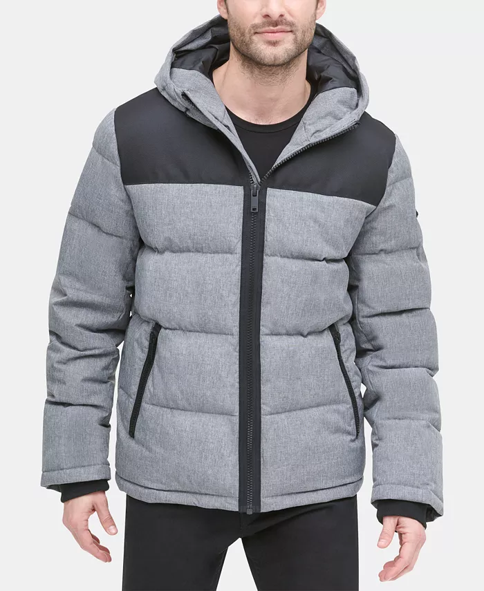 Men's Mixed-Media Puffer Coat - thumbnail 6