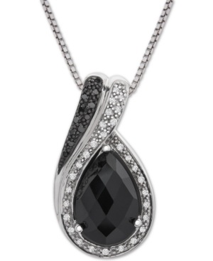 image of Onyx (12 x 8mm) & Diamond (1/10 ct. t.w.) 18