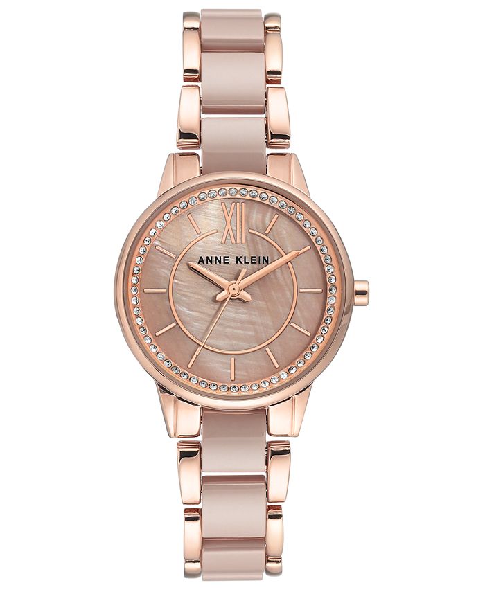 Anne Klein Women's Taupe Ceramic and Rose Gold-Tone Mixed Metal ...