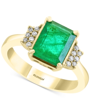 image of Effy Emerald (2-1/5 ct. t.w.) & Diamond (1/10 ct. t.w.) Statement Ring in 14k Gold