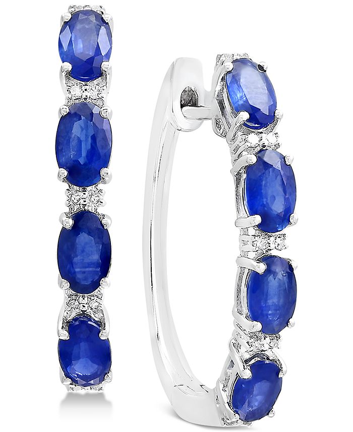 EFFY Collection - Sapphire (2-1/2 ct. t.w.) & Diamond Accent Hoop Earrings in 14k White Gold