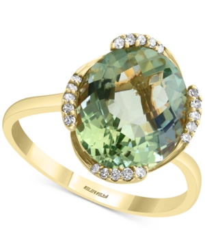 image of Effy Green Quartz (4-1/3 ct. t.w.) & Diamond (1/10 ct. t.w.) Statement Ring in 14k Gold