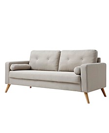 Alvin Mid-Century Modern Button Tufted Polyester Sofa with Accent Pillow