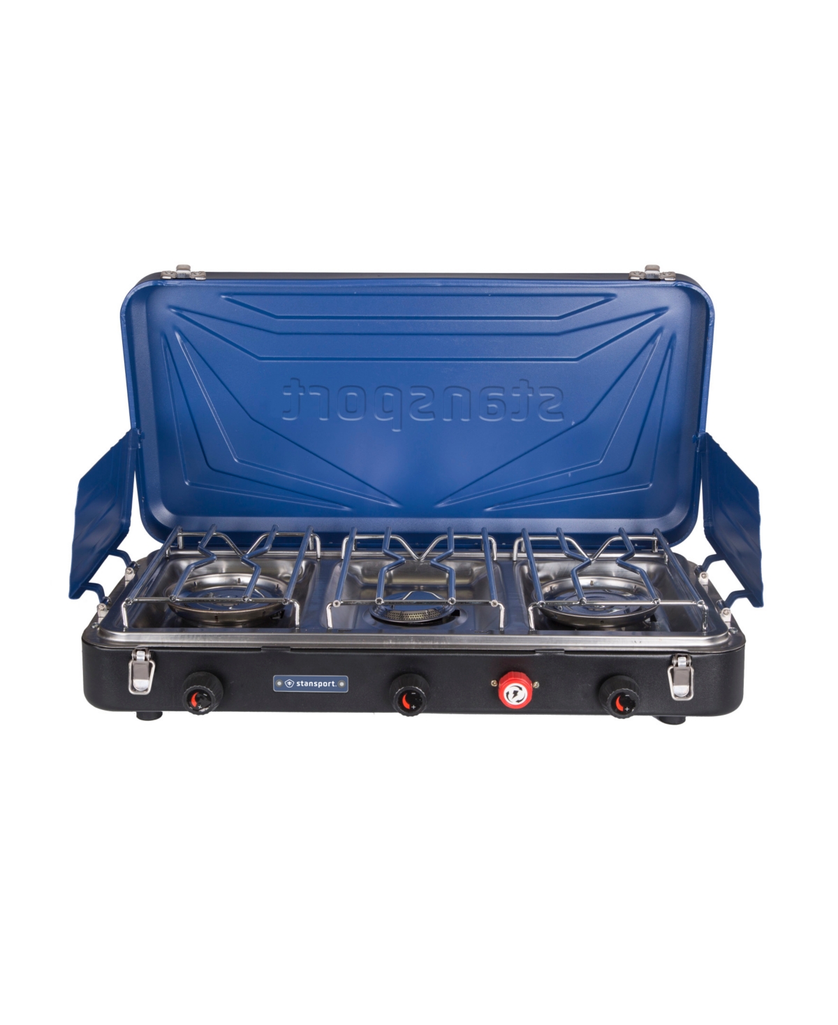 3-Burner Propane Stove - Blue with black base