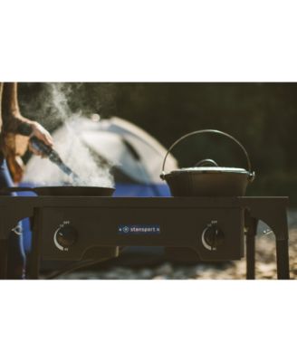 2-Burner Base Camp Stove with Cast Iron Burners and Stand