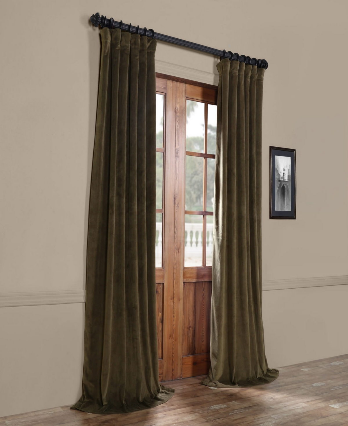 Half Price Drapes Hunter Green Signature Velvet Blackout Curtain In Green