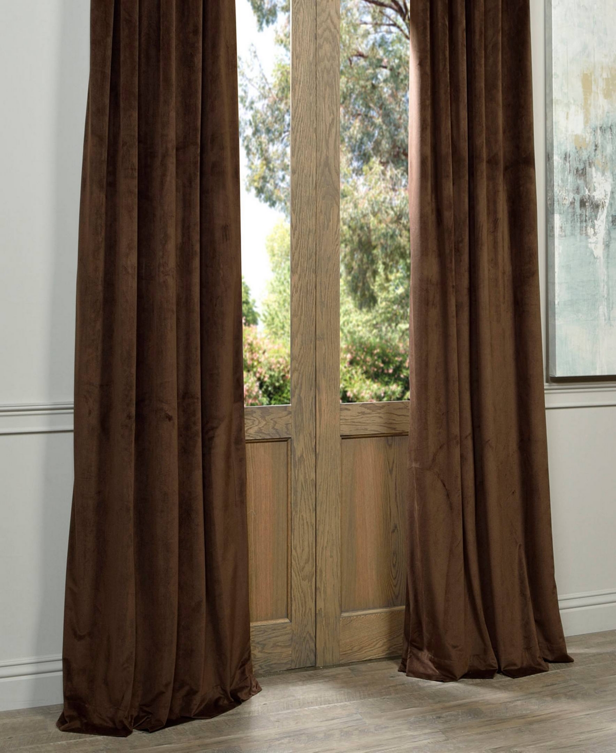 Half Price Drapes Java Signature Velvet Blackout Curtain In Brown