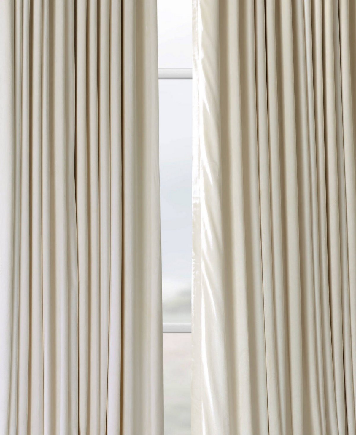 Half Price Drapes Ivory Signature Extra Wide Velvet Blackout Curtain In Cream