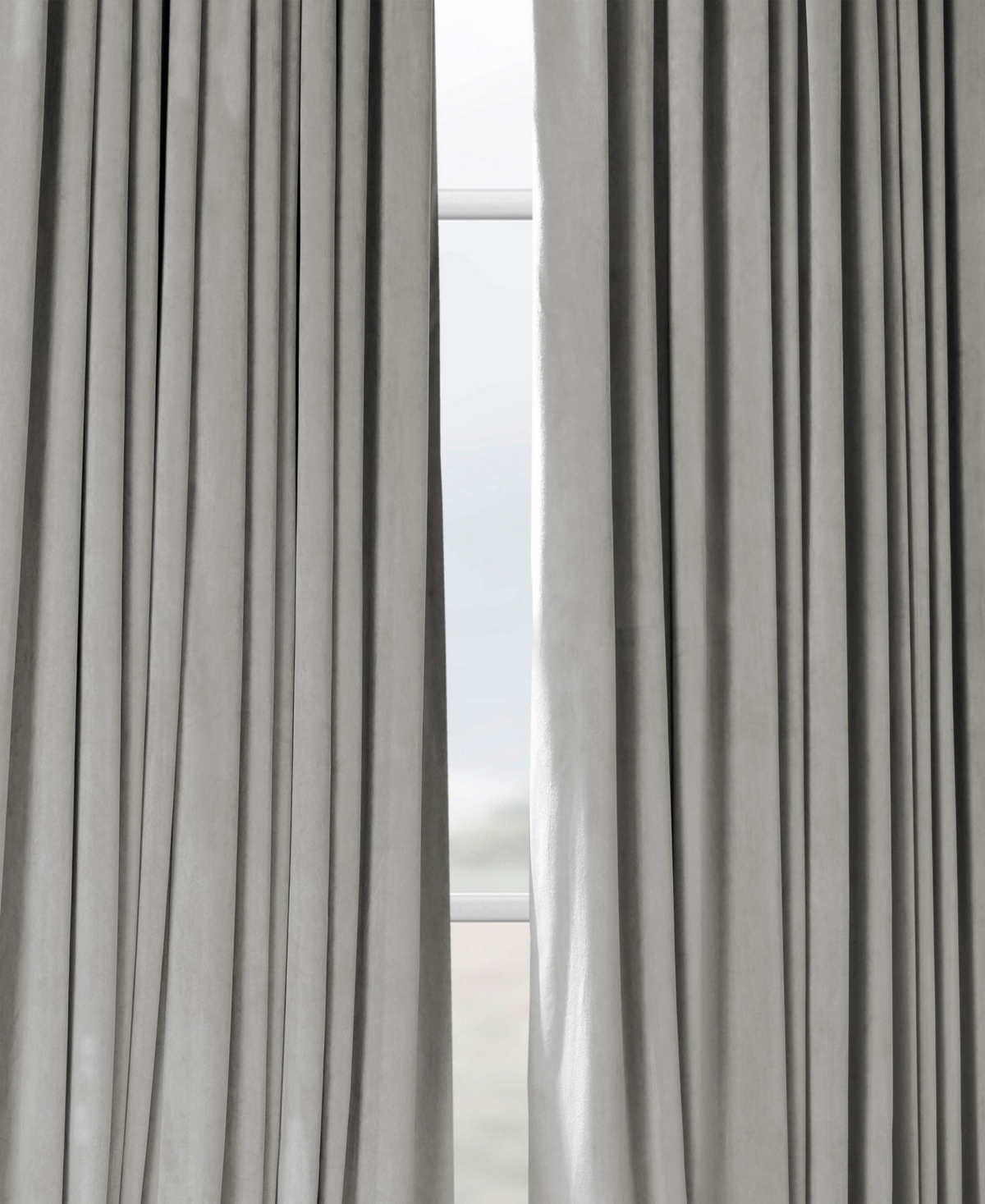 Half Price Drapes Silver Grey Signature Extra Wide Velvet Blackout Curtain In Grey