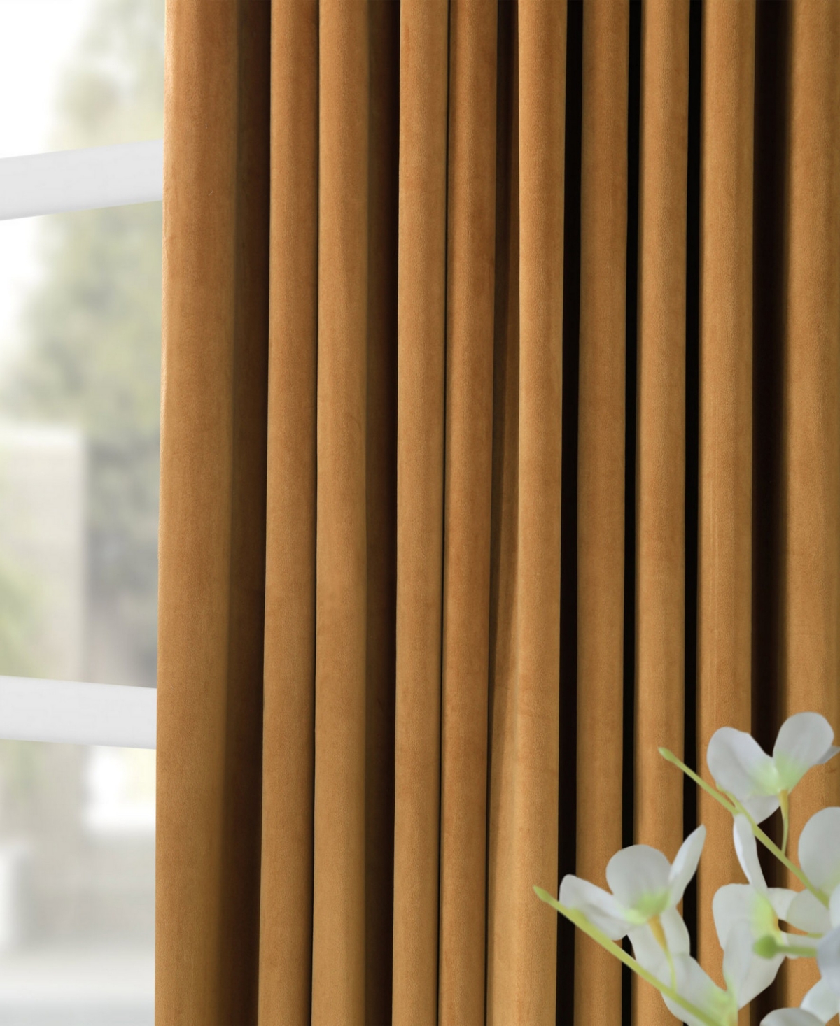 Half Price Drapes Amber Gold Signature Extra Wide Velvet Blackout Curtain In Beige,tan