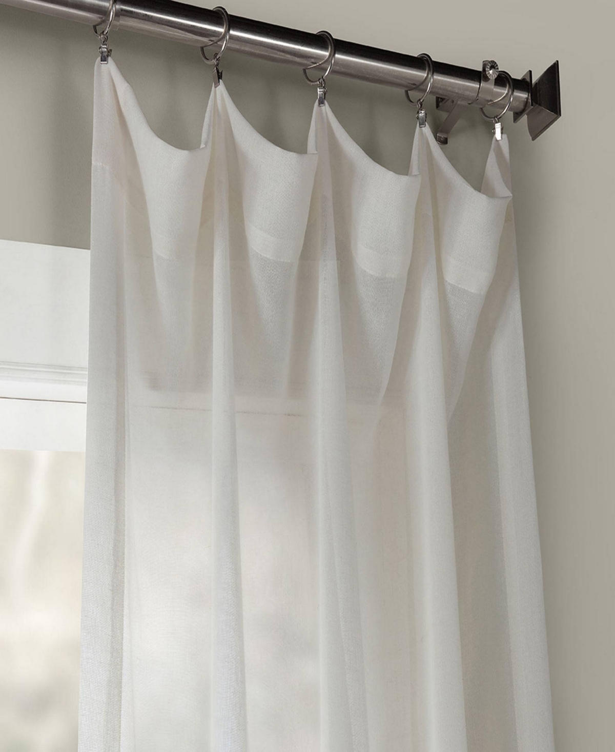Half Price Drapes Gardenia Textured Faux Linen Sheer Curtain
