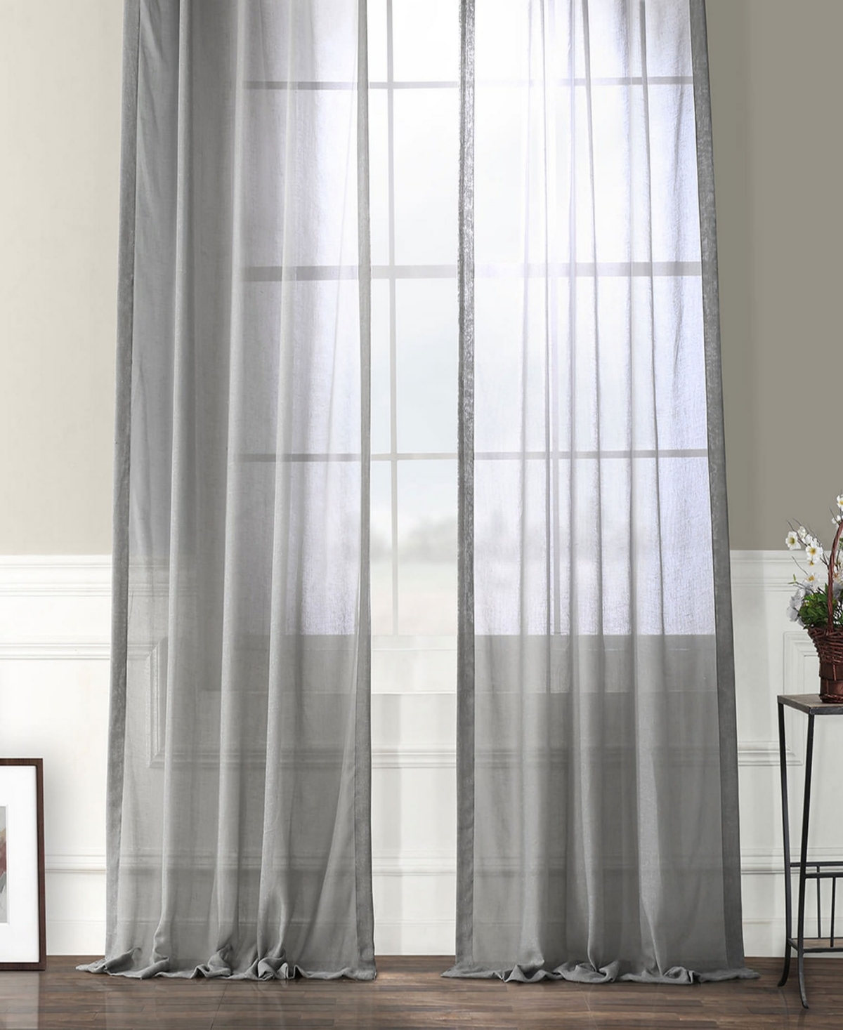 Half Price Drapes Textured Faux Linen Sheer Curtain