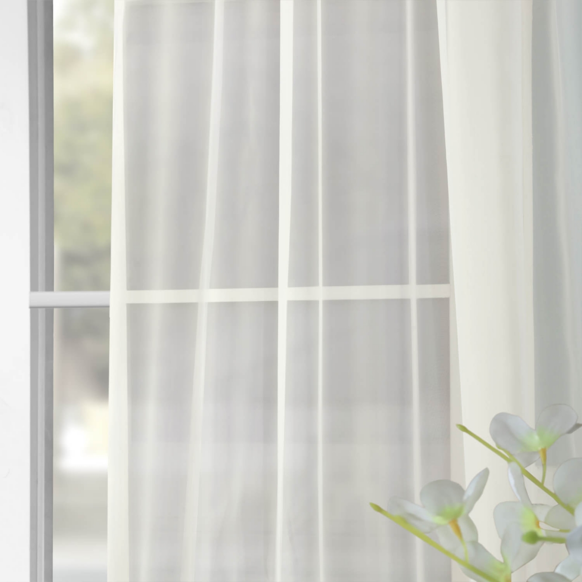 Half Price Drapes Solid Off White Sheer Curtain Pair (2 Panels