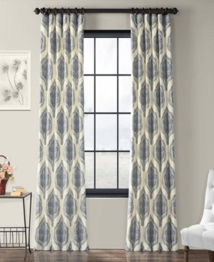 Exclusive Fabrics & Furnishings Arabesque Cotton Twill Panel, 50" X 96" In Medium Blu