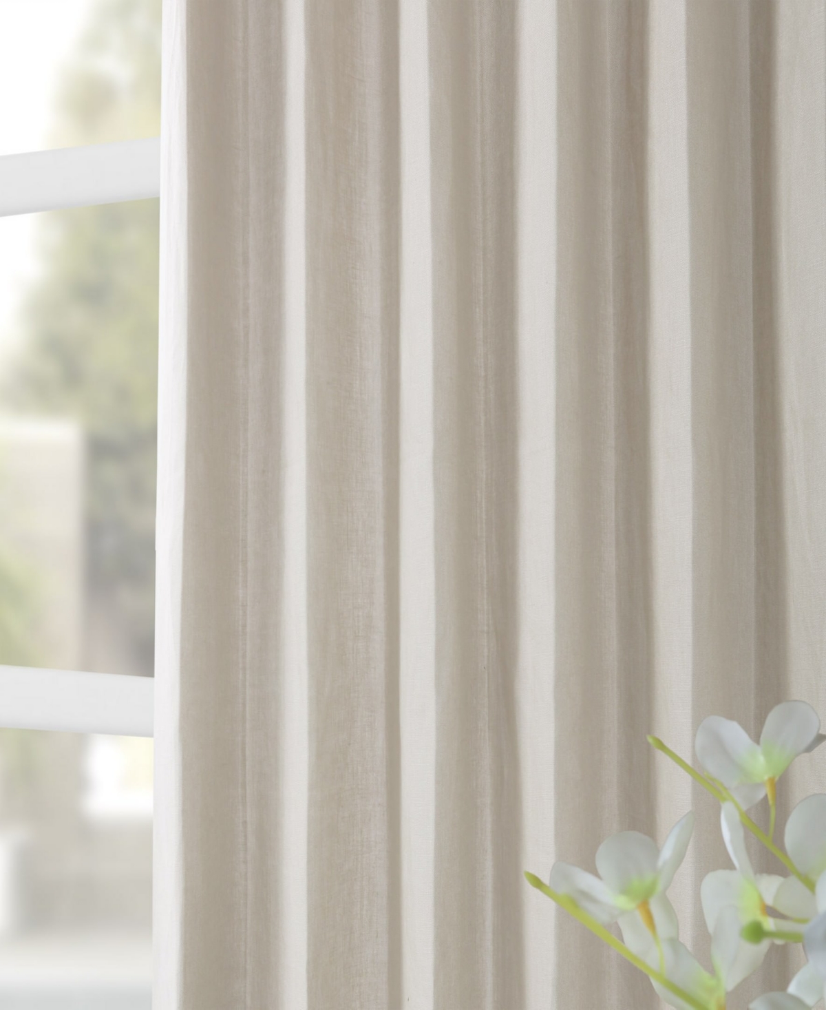 Half Price Drapes Fresh Khaki French Linen Room Darkening Curtain In Beige,tan