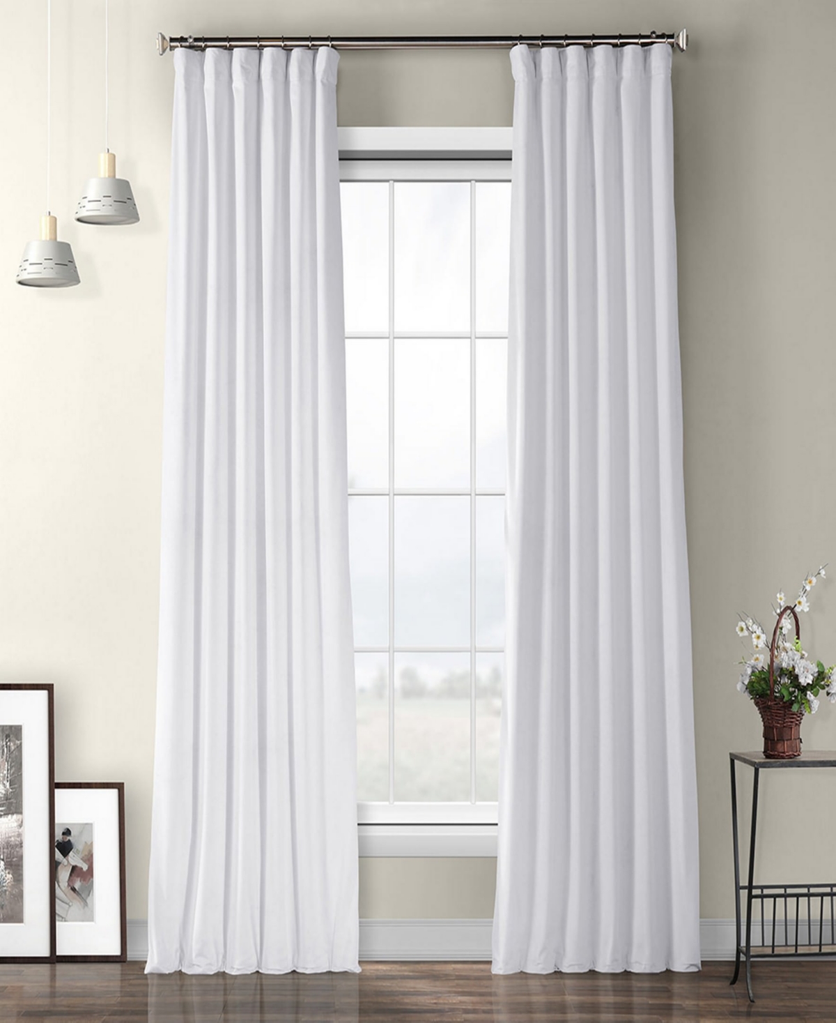 Half Price Drapes Pillow White Heritage Plush Velvet Room Darkening Curtain