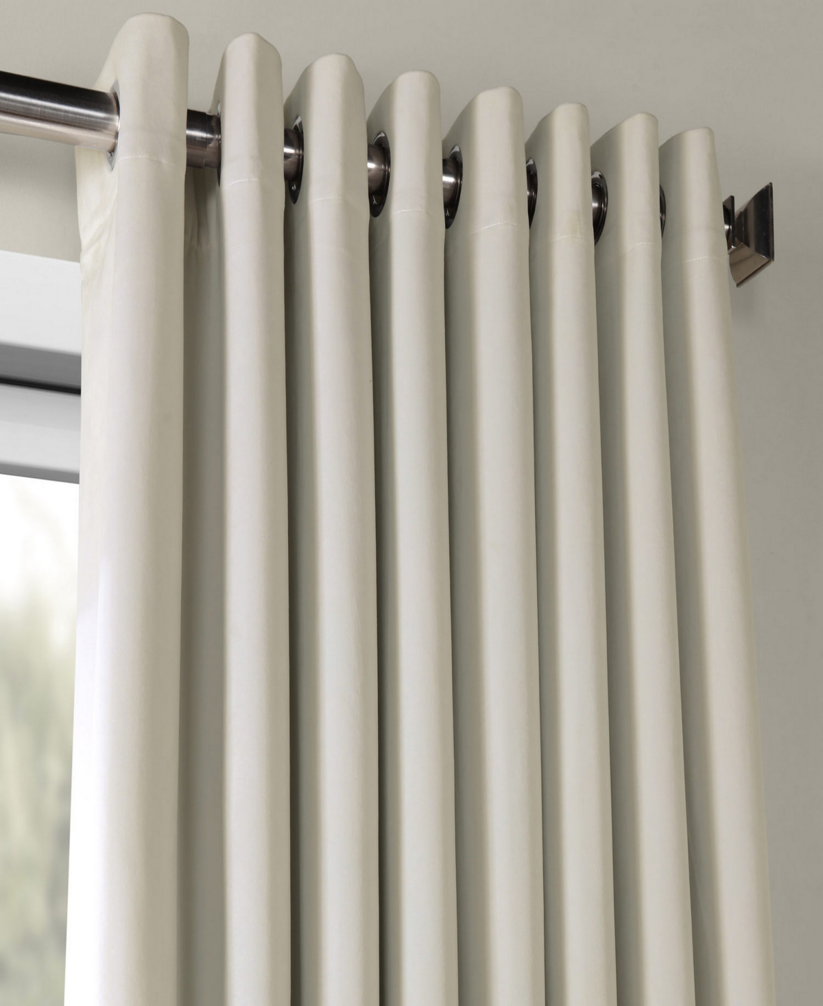 Half Price Drapes Warm Off White Grommet Signature Extra Wide Velvet Blackout Curtain In Neutral