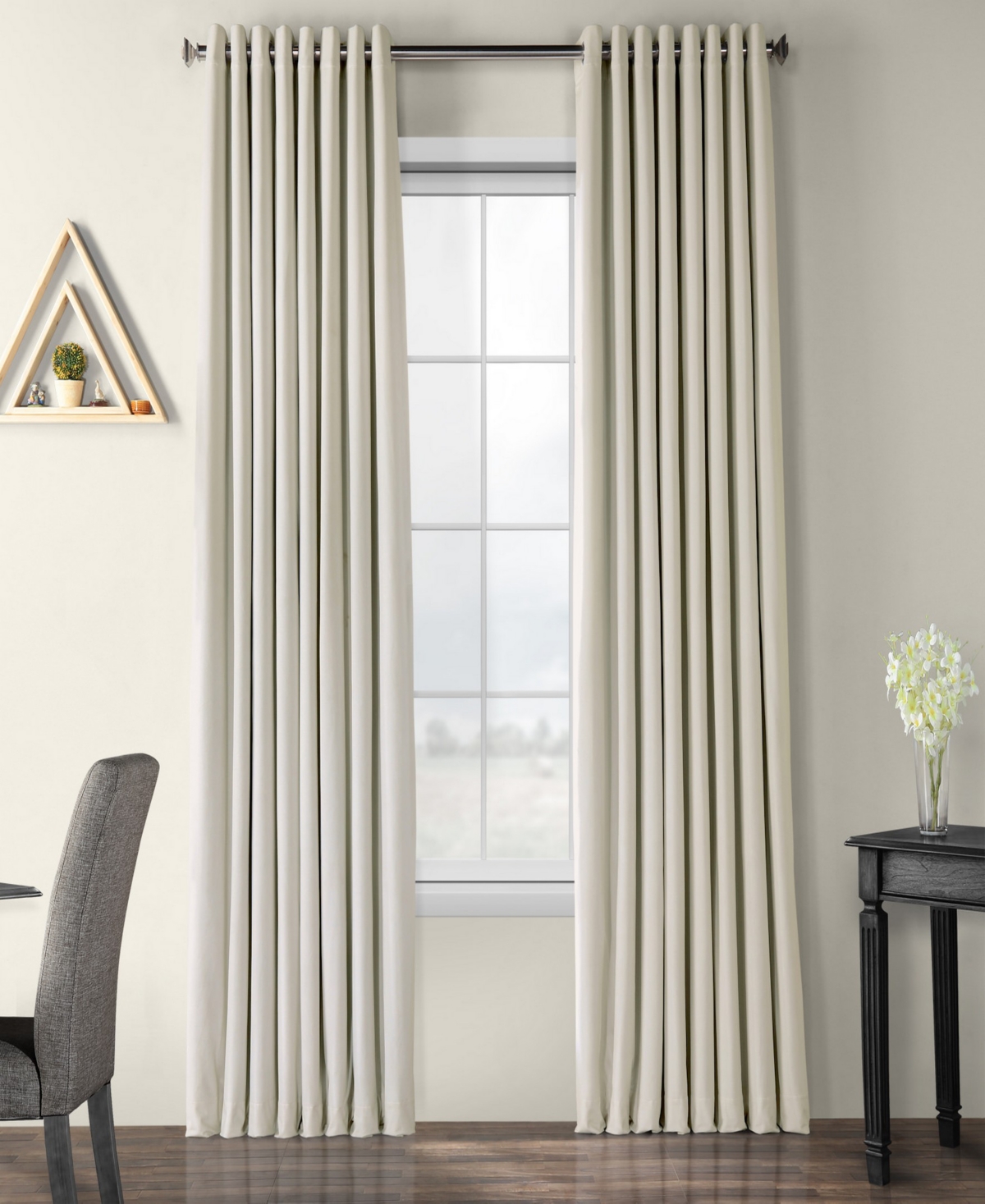 Half Price Drapes Warm Off White Grommet Signature Extra Wide Velvet Blackout Curtain In Neutral
