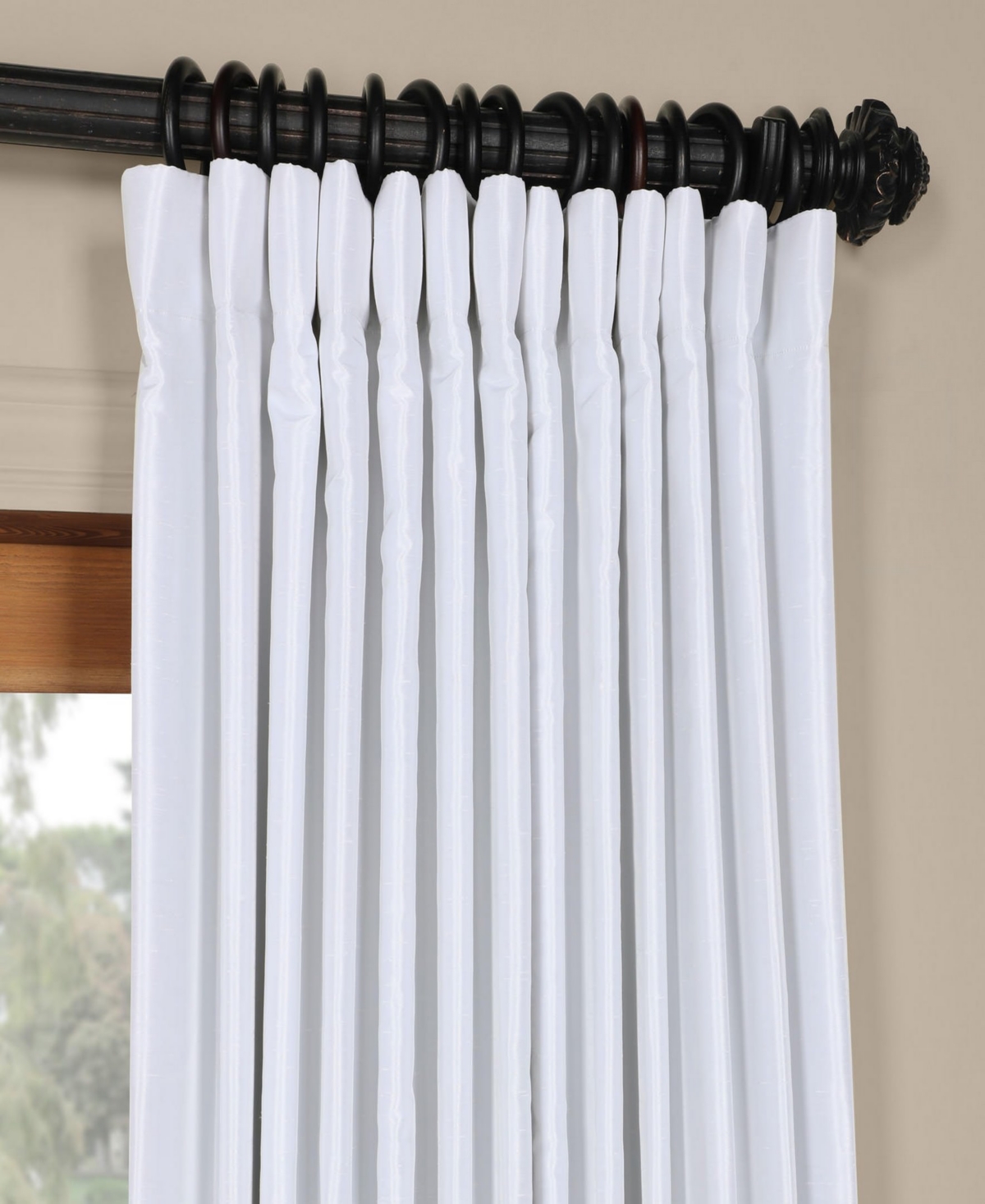 Half Price Drapes Silver Extra Wide Vintage Textured Faux Dupioni Silk Blackout Curtain In White