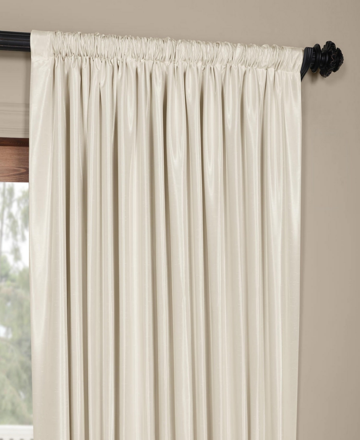 Half Price Drapes Silver Extra Wide Vintage Textured Faux Dupioni Silk Blackout Curtain In White