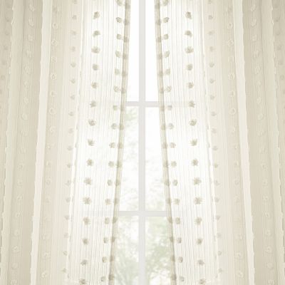 Geometric Patterned Faux Linen Sheer Curtain