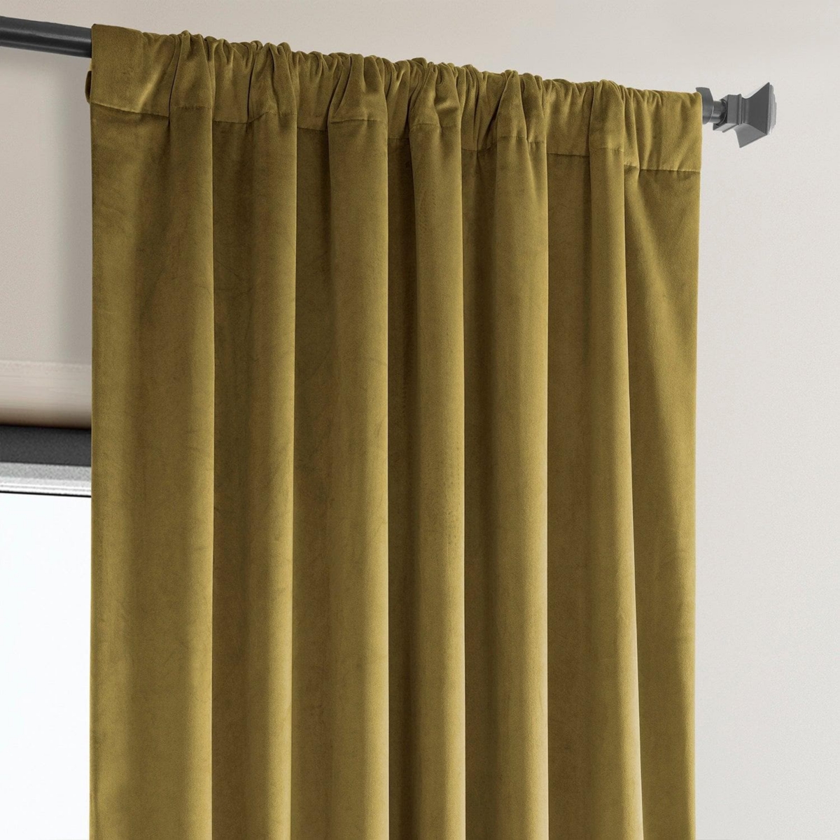 Half Price Drapes Heritage Plush Velvet Room Darkening Curtain In Green