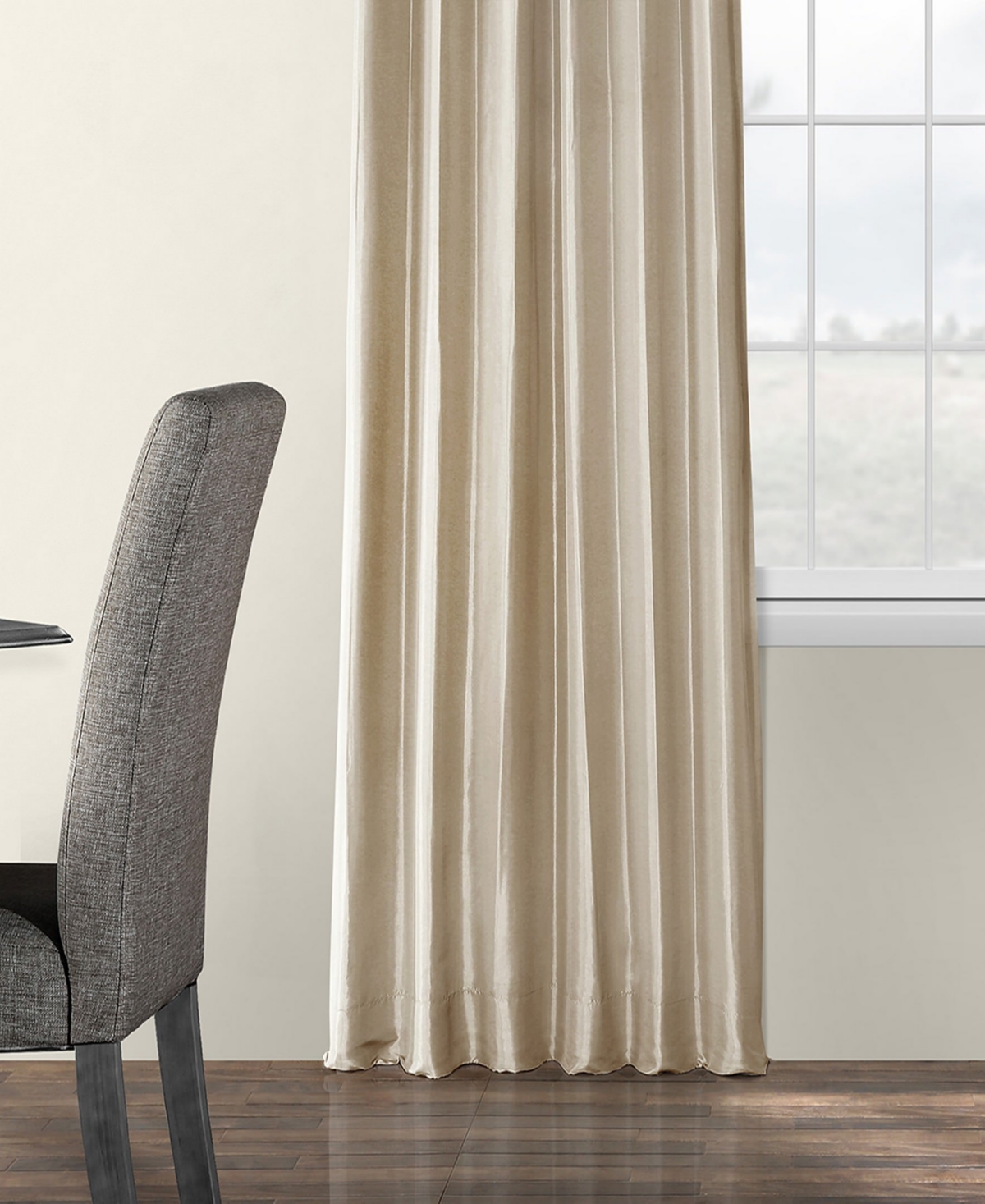 Half Price Drapes Antique Beige Faux Silk Taffeta Blackout Curtain In Beige,tan