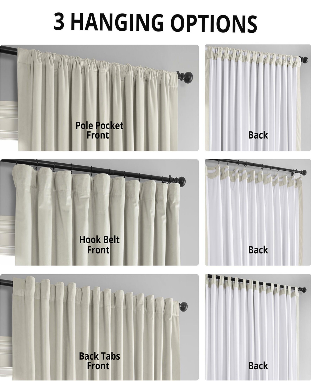 Half Price Drapes Warm Off White Signature Extra Wide Velvet Blackout Curtain