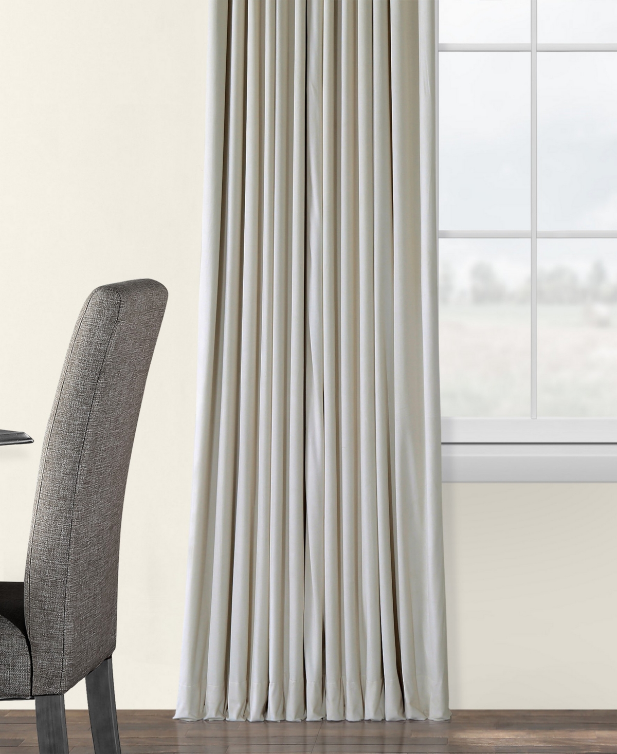 Half Price Drapes Warm Off White Signature Extra Wide Velvet Blackout Curtain In Cream