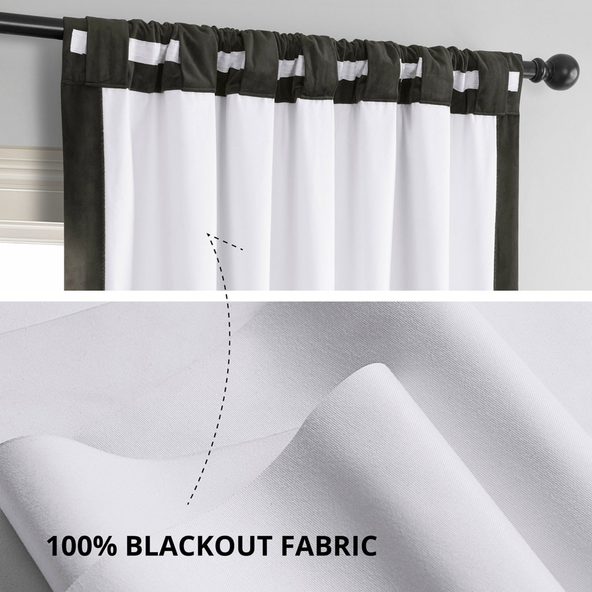 Half Price Drapes Gunmetal Grey Signature Velvet Blackout Curtain