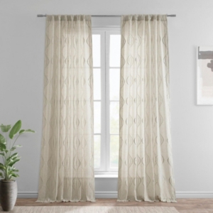 Exclusive Fabrics & Furnishings Suez Embroidered Sheer, 50" X 84" In Suez Natural