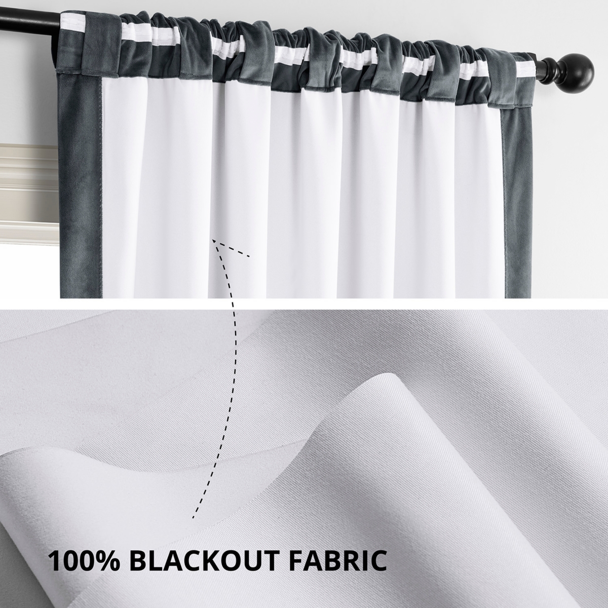 Half Price Drapes Distance Blue Grey Signature Velvet Blackout Curtain