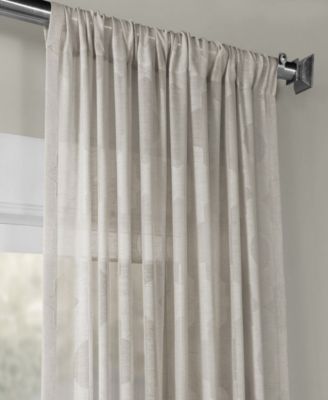 Calais Tile Geometric Patterned Faux Linen Sheer Curtain