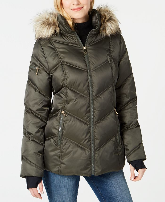 Nautica Faux-Fur-Trim Hooded Puffer Coat & Reviews - Coats - Women - Macy's