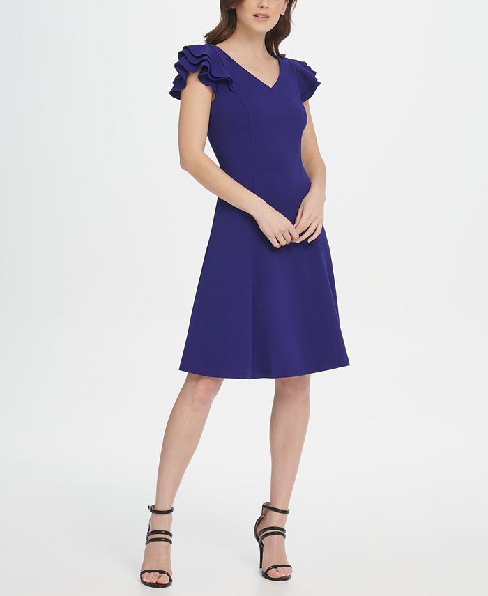 Ruffle sleeve fit and shop flare dress