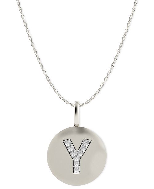 Macy S 14k White Gold Necklace Diamond Accent Letter Y Disk Pendant Reviews Necklaces Jewelry Watches Macy S