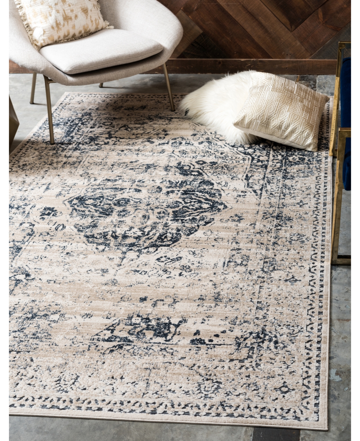 Bayshore Home Odette Ode2Area Rug - Dark Blue