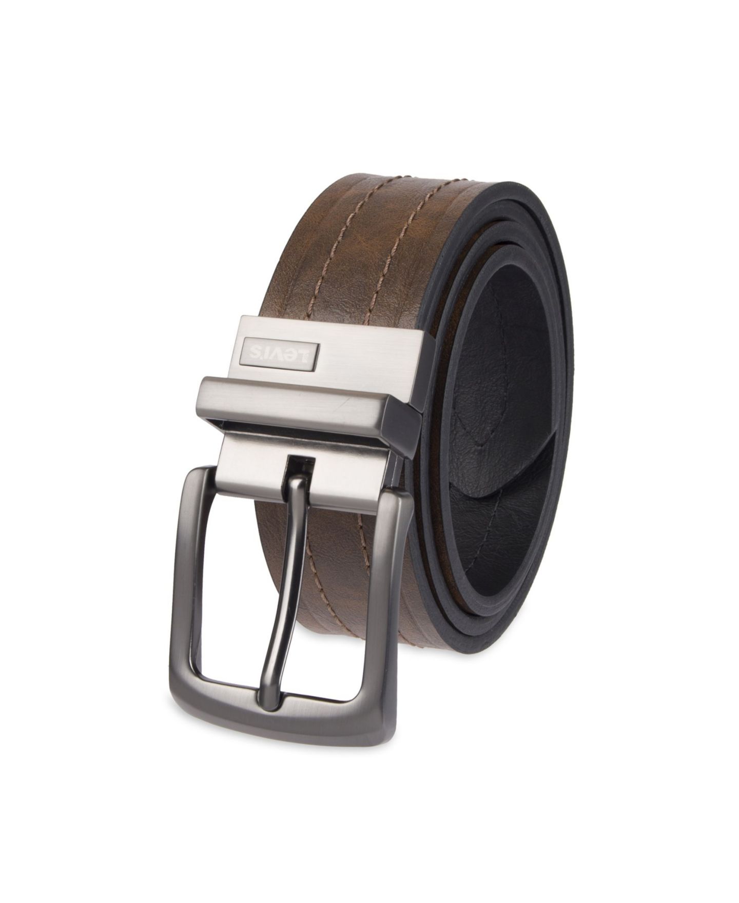 Мужской ремень Levi's Reversible Casual Embossed Strap Belt, цвет: Коричневый / Чёрный — фото 9