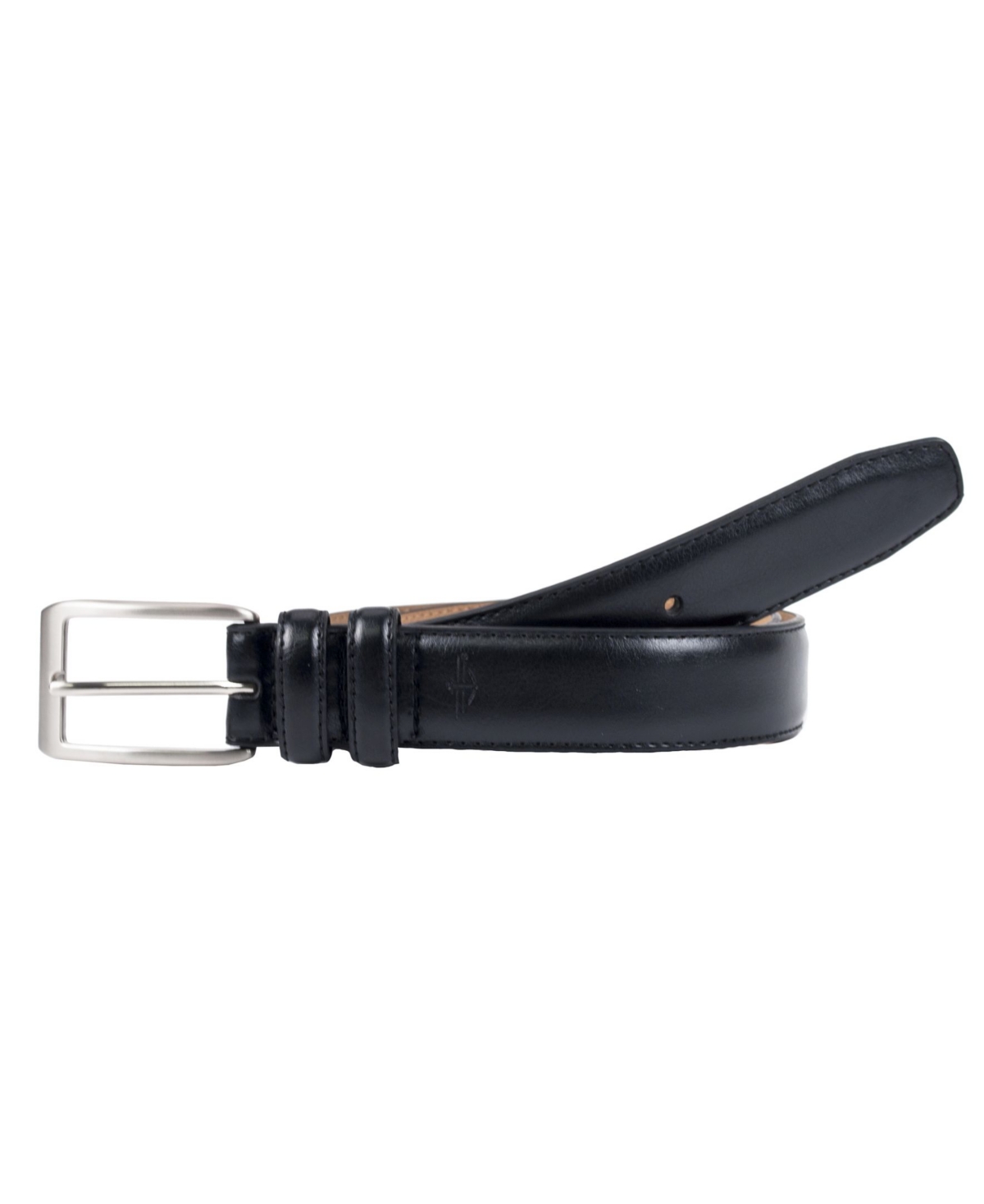 Leather Dress Men's Belt with Double Belt Loop - Black