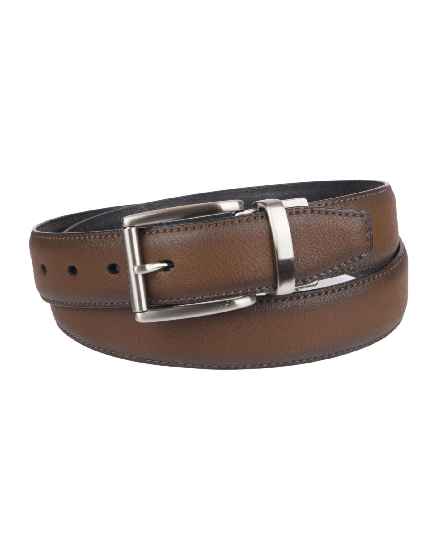 Мужской ремень Dockers Reversible Dress Belt with Comfort Stretch, цвет: Чёрный / Коньячный — фото 2