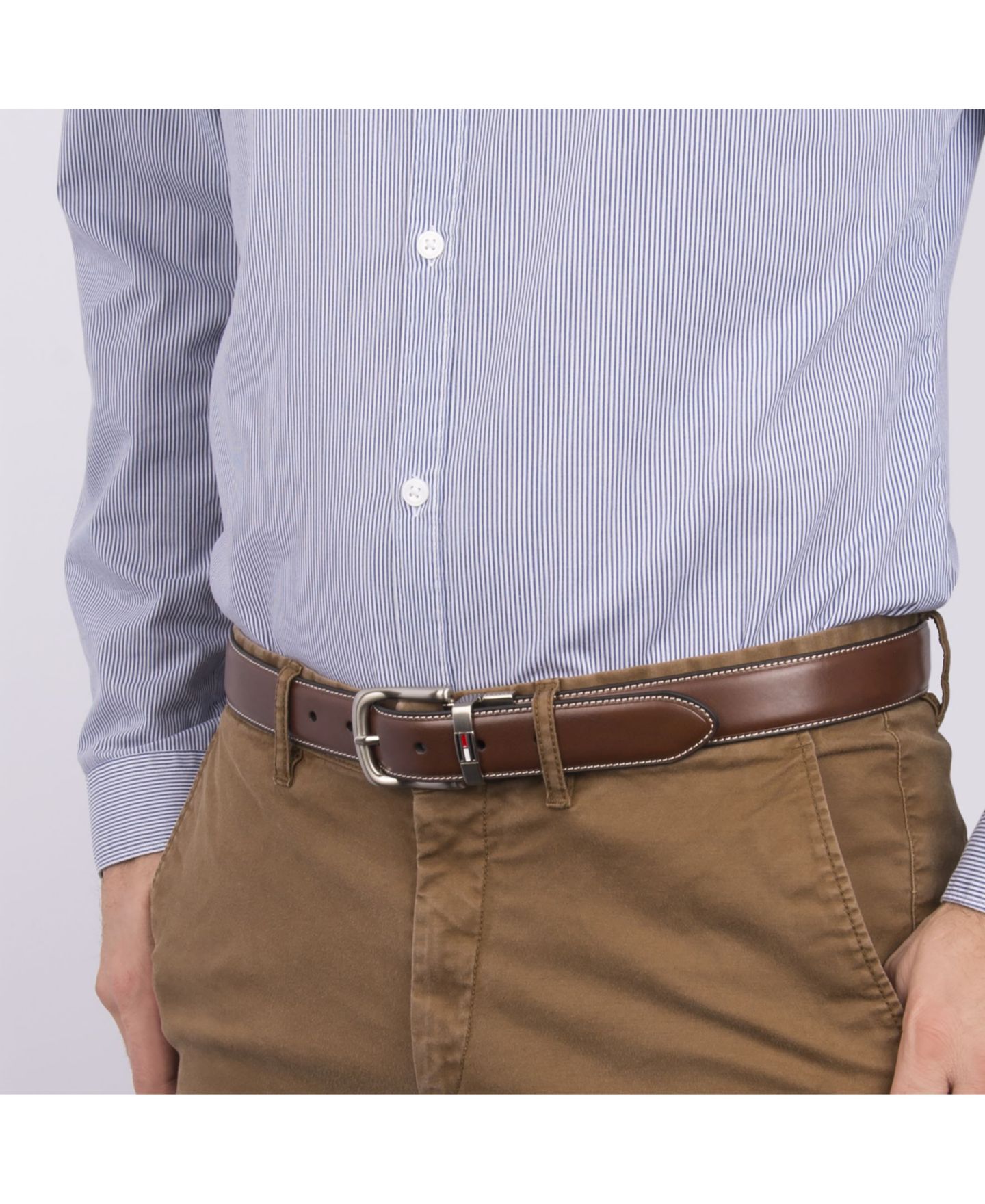 Мужской ремень Tommy Hilfiger 32MM Leather Reversible Dress Belt, цвет: Коричневый / Чёрный — фото 5